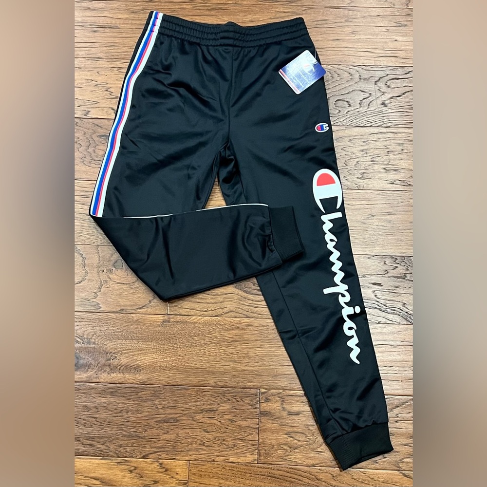 Champion Kids Black Side Striped Joggers Pants Medium